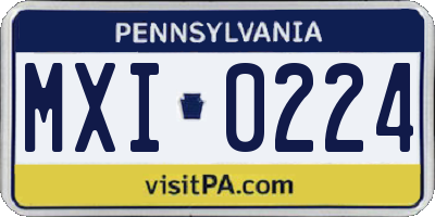 PA license plate MXI0224