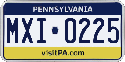 PA license plate MXI0225