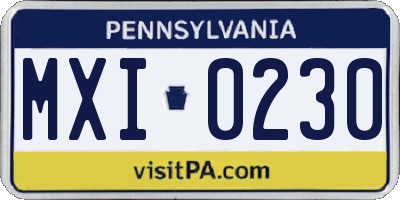 PA license plate MXI0230