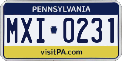 PA license plate MXI0231