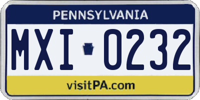 PA license plate MXI0232
