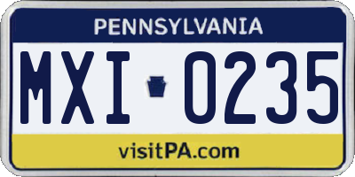 PA license plate MXI0235