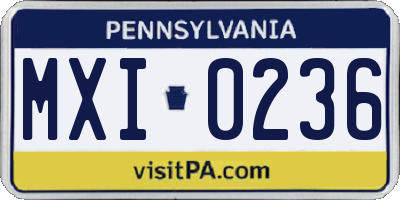 PA license plate MXI0236