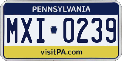 PA license plate MXI0239