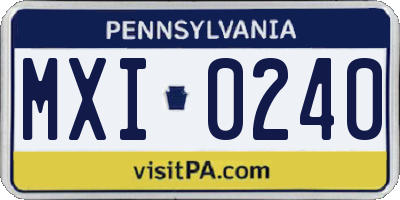 PA license plate MXI0240