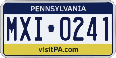PA license plate MXI0241
