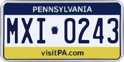 PA license plate MXI0243