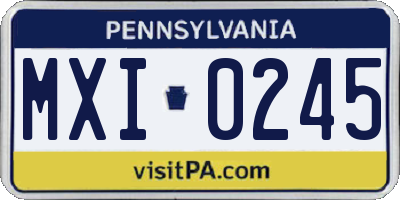 PA license plate MXI0245