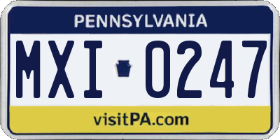 PA license plate MXI0247
