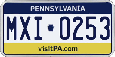 PA license plate MXI0253