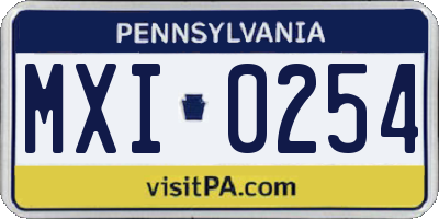 PA license plate MXI0254
