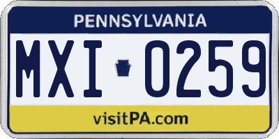 PA license plate MXI0259