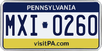 PA license plate MXI0260