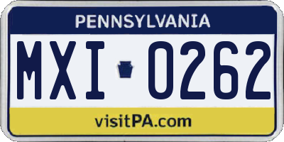 PA license plate MXI0262