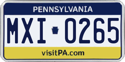 PA license plate MXI0265