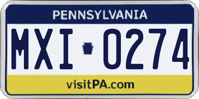 PA license plate MXI0274