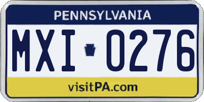 PA license plate MXI0276
