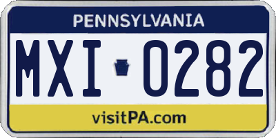 PA license plate MXI0282