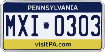 PA license plate MXI0303