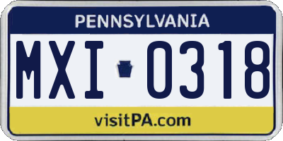 PA license plate MXI0318