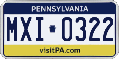 PA license plate MXI0322