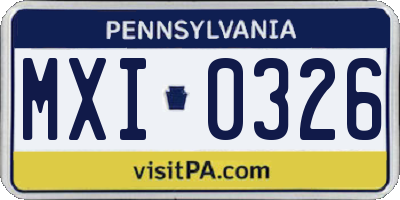 PA license plate MXI0326