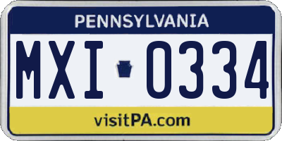 PA license plate MXI0334