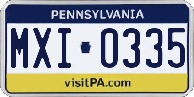 PA license plate MXI0335