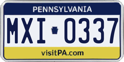 PA license plate MXI0337