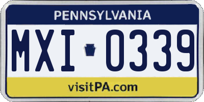 PA license plate MXI0339