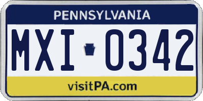PA license plate MXI0342