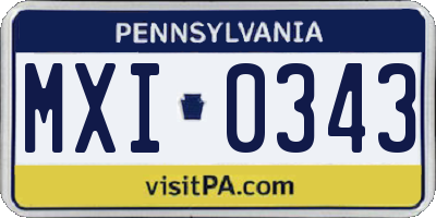 PA license plate MXI0343