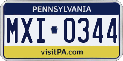 PA license plate MXI0344
