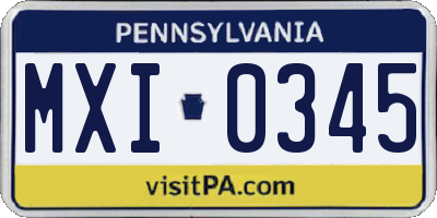 PA license plate MXI0345