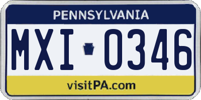 PA license plate MXI0346