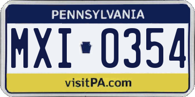 PA license plate MXI0354