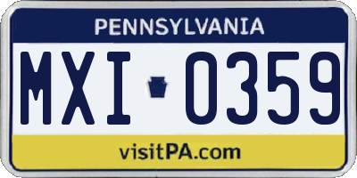 PA license plate MXI0359