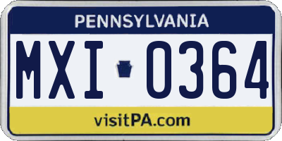 PA license plate MXI0364