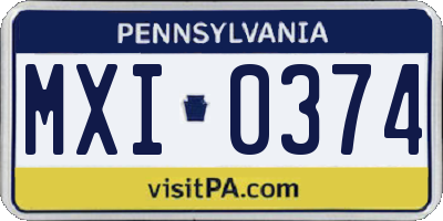 PA license plate MXI0374