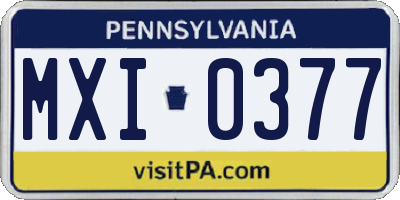 PA license plate MXI0377