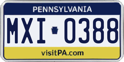 PA license plate MXI0388