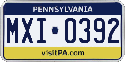 PA license plate MXI0392