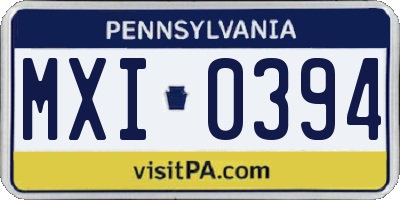 PA license plate MXI0394