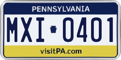 PA license plate MXI0401