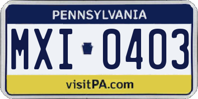 PA license plate MXI0403