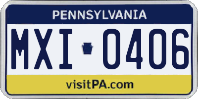 PA license plate MXI0406