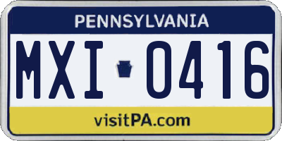 PA license plate MXI0416