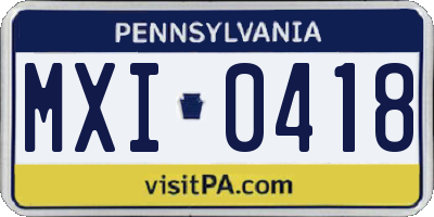 PA license plate MXI0418