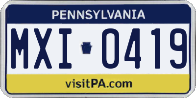 PA license plate MXI0419