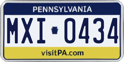 PA license plate MXI0434